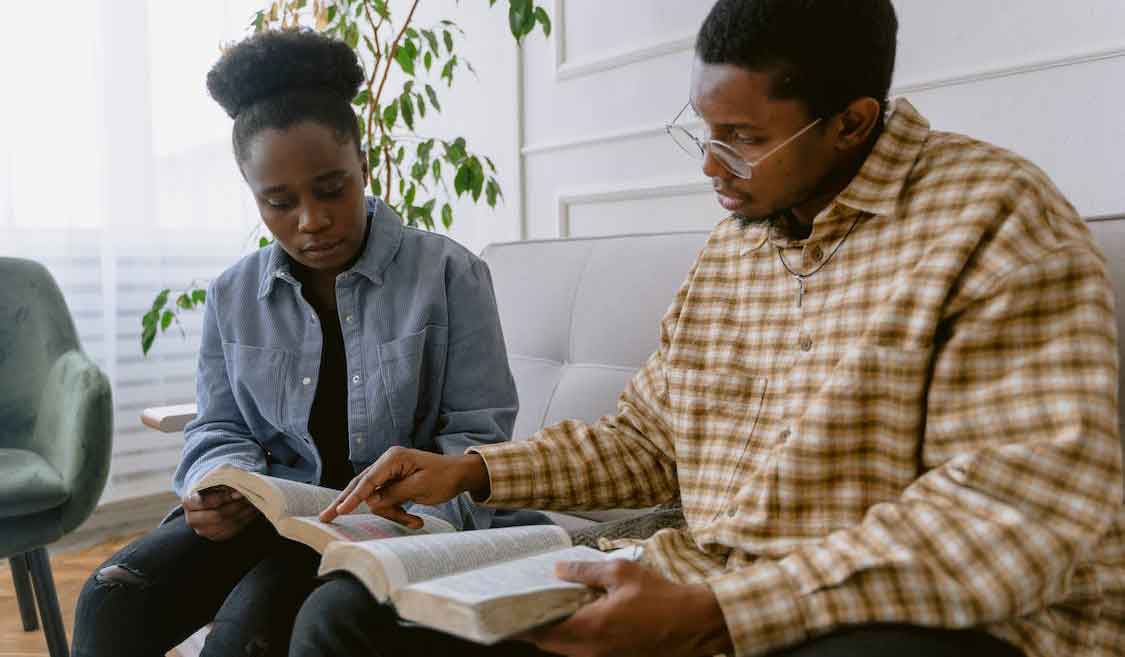 couple studying the bible